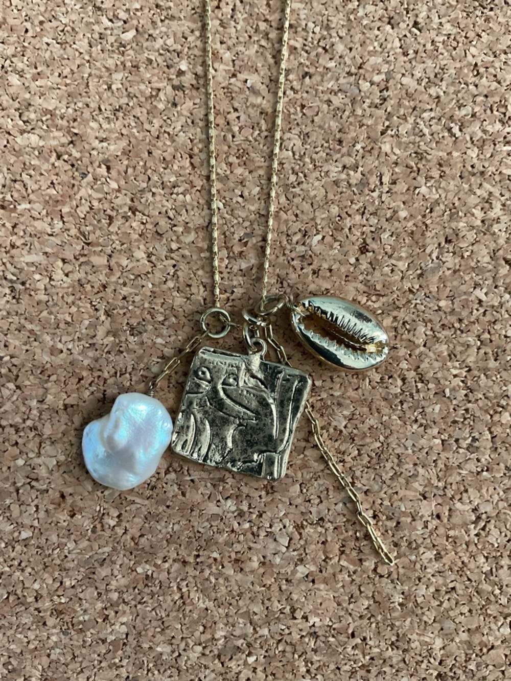 Serafina gold Shell and pearl charm necklace for Anthropologie - Picture 2 of 5